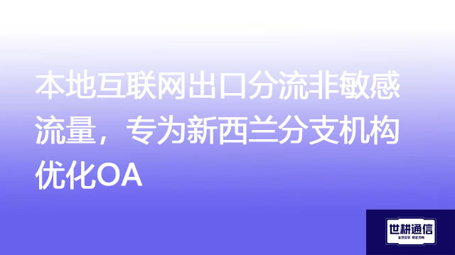 本地互联网出口分流，专为新西兰分支机构优化OA？？？解决方案//世耕通信全球办公专网