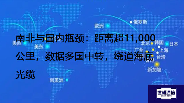 南非与国内瓶颈：距离超11,000公里，数据多国中转，绕道海底光缆​？？？解决方案//世耕通信全球办公专网