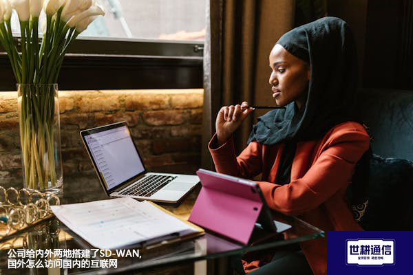公司给内外两地搭建了SD-WAN,国外怎么访问国内的互联网？？？解决方案//世耕通信全球办公专网